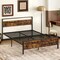 Metal Bed Frame Industrial Platform Bed with Wooden Headboard